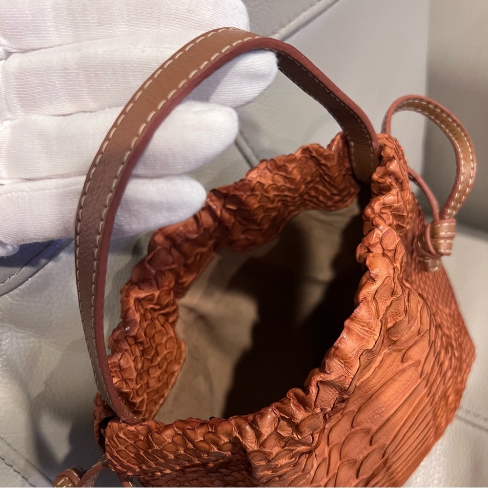 Adriana Castro Python Skin La Rossy Mini Bucket Bag Boho Chic Snake - Picture 5 of 13